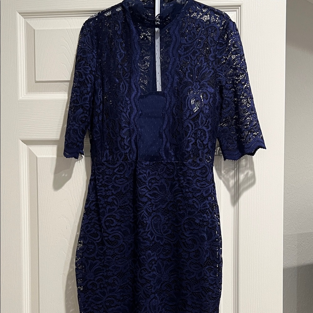 Elegant Navy Lace Dress